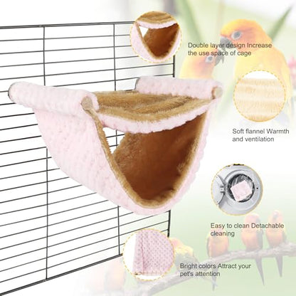 BWOGUE Winter Warm Bird Nest Bed Hanging Hammock Snuggle Hut Parrot House Tent Toy Bird Cage Perch for Parakeet Budgies Cockatiels Lovebird Cockatoo Finch Hamster Chinchilla Guinea Pig(Medium, Pink) - color: Pink, size: Medium (9"x7.2")