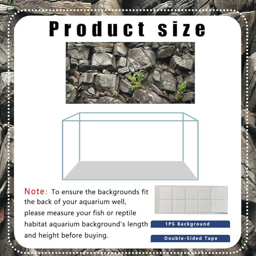 30X12IN Stone Aquarium Background, Rock Fish Tank Background, Natural Rocky Glass Terrarium Background with 8 EVA Double-Sided Tape - color: Stone, size: 30X12in/75X30cm