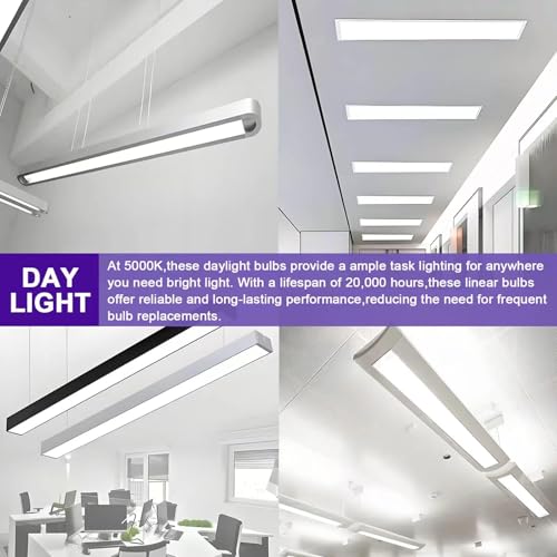 Konideke 46 Inches T5 Fluorescent Bulb 54W, F54T5/850/HO 54 Watt T5 High Output 5000K Fluorescent Tube, 25 Pack, G5 Base, 4200 Lumens, CRI 82