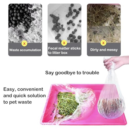 Disposable Small Animal Cage Liners, Rabbit Litter Box Lines Pet Tray Liner Bags Guinea Pig Cage Toilet Plastic Film for Bird Hamster Chinchilla Hedgehog (50 PCS, 30'')