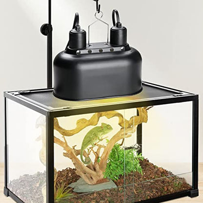Simple Deluxe Dual Reptile Light Fixture with Separate Switches, Aluminum Reflector 100W Double Dome Heat/UVB Lamp, for Small Animal Terrarium and Tortoise Habitat - size: 1 Pack-New, style: Daul Dome Light