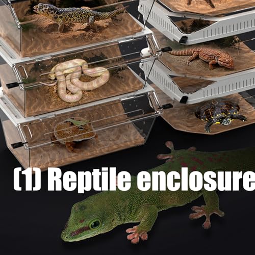 3. Breathable Acrylic with Easy Feeding Access, Transparent Enclosure for Snakes & Crickets Observation Reptiles Terrariums