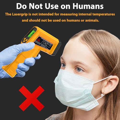 FKM Infrared Thermometer Gun Non-Contact Laser Temperature Gun,-58°F~986°F,AdjustableEmissivity,Digital IR Thermometer Gun for Cooking,Griddle,Pizza Oven,BBQ,HVAC,Automotive,Industrial,Not for Human - color: Yellow