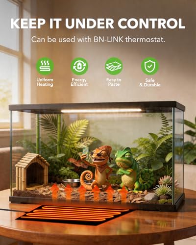 BN-LINK Reptile Heat Pad 8"X12" 16W for 30-40gal Under Tank Terrarium Heating Mat Waterproof for Turtle, Lizard, Frogs, Snake, Hermit Crab 2 Pack - size: 8" X 12" 2-PACK
