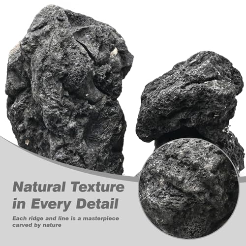 Black Lava Rocks 20lb Natural Volcanic Stones for Aquarium Fire Pit Bonsai Succulent Planters Terrarium Paludarium Garden Landscaping Decor,7-8 Pcs 4-9 inches - size: 20LB(7-8pcs)4-9in.