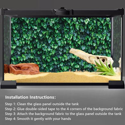 YongFoto Reptile Terrarium Background 24x12 inch Reptile Tank Background Botanical Plant Green Leaves Vine Wall Reptile Habitat Background Bearded Dragon Fish Tank Aquarium Background Backdrop - color: Green, size: 24x12in/60x30cm