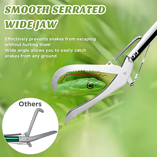 HOMEYA 47 Inch Extra Heavy Duty Snake Tongs, Standard Reptile Snake Grabber Tool, Professional Rattle Snake Catcher Tool Wide Jaw Handling Tool with Lock, Non-Slip Grip Handle - size: 47 Inch
