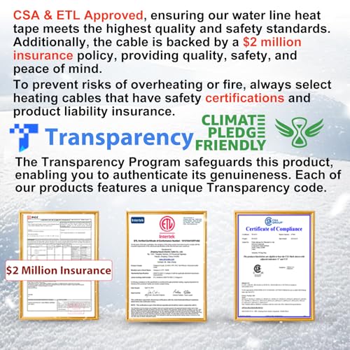 HEATIT Water Pipe Heat Tape - Prevent Freezing & Easy Installation for Metal & Plastic Pipes, CSA & ETL Certified Heat Trace Cable, All-Weather Protection, Trusted Choice HISD 3ft, 7w/ft, 120V - style: 3 Feet