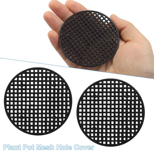 50pcs Plant Drainage Mesh Pads - 2.2 Inch Round Plastic Grid Mat, Breathable Soil Guard for Potted Plants, Bonsai (Black) - size: 2.2 Inch