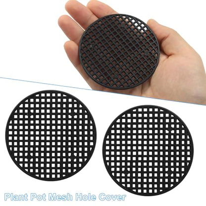 20pcs Plant Drainage Mesh Pads - 2.9 Inch Round Plastic Grid Mat, Breathable Soil Guard for Potted Plants, Bonsai (Black) - size: 2.9 Inch