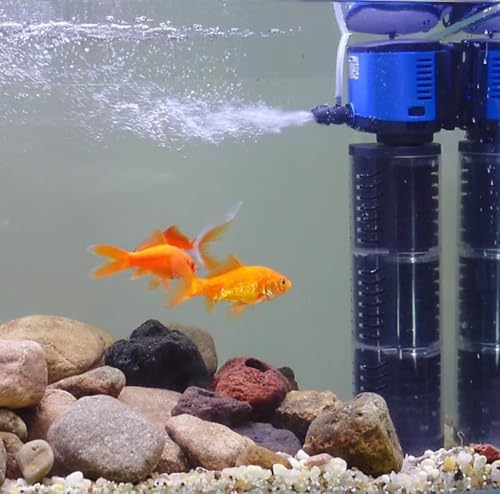 TARARIUM Aquarium Filter 260GPH for 30-75 Gallon Fish Tank, Biochemical Quiet Submersible Internal Filtration Powerful Pump Air Supply Wave Maker 4 in 1, Saltwater & Freshwater Crystal Clear - size: 260GPH-Visible Housing