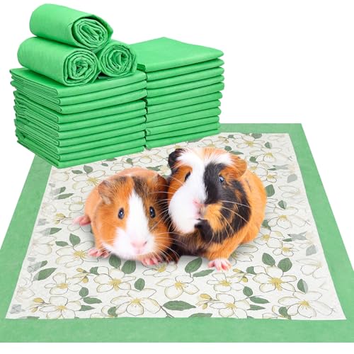 Fhiny 100 PCS Disposable Guinea Pig Pee Pads, 13'' x 18'' Super Absorbent Rabbit Cage Liner Odor Control Small Pet Cage Training Pads for Rabbit Bunny Ferret Cat Puppy and Other Small Animals - color: Green, size: Small-13'' x 18''-100 PCS