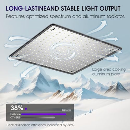 2 Pack LED Grow Light Panel 200W Lamp for Indoor Plants, Sun Like with White Blue Red UV IR LEDs for 4x4ft Coverage Grow Tent Greenhouse Veg and Bloom Seedlings Hydroponics - color: Sunlight