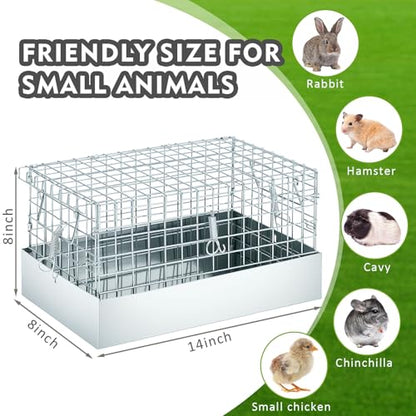 DoubleFill 14 x 8 x 8 Inch 1 Hole Folding Guinea Pig Carrier Chinchilla Carrier Portable Hamster Travel Cage with Tray Handle for Rabbit Chick Bird Small Animal Transport Temporary Housing Pet Habitat