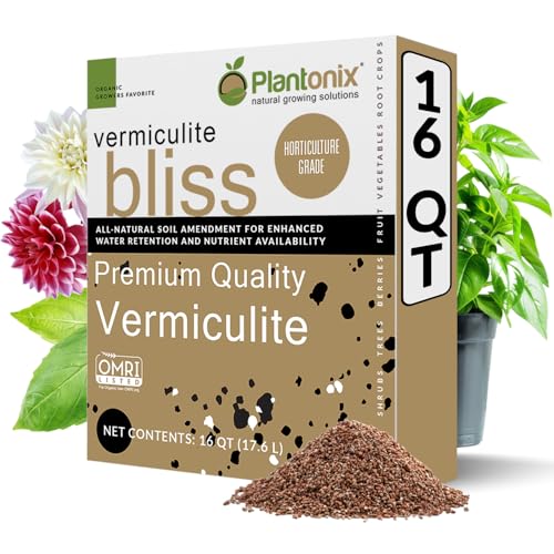 Vermiculite Bliss (16 Qts) - Organic Vermiculite for Gardening - 100% Natural Soil Amendment - Bulk Vermiculite for Plants, Potting Soil, & Seed Starting - Mixes with Garden Soil & Perlite for Plants - color: Vermiculite Bliss (16 Qts)