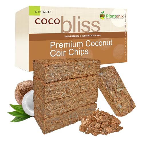 Coco Chips for Plants (650gm Bricks, 5-Pack) - Organic Coco Coir Chips - Coconut Husk Chips for Potting Soil, Garden Soil, & Seed Starter Soil - Coconut Mulch for Garden - Coconut Chips for Plants - color: Coco Chips 650gm (5 Bricks)