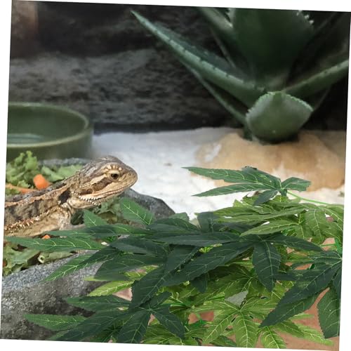 FOMIYES Realistic Fake Rattan Plants for Bearded Dragon Tank Reptile Habitat Decorations with Suction Cups