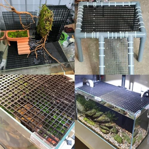 ALEGI Aquarium Fish Tank Divider Plastic Egg Crate Aquarium Filter Bottom Tray Plastic Grid (L 6pcs Black) - size: L 6pcs Black
