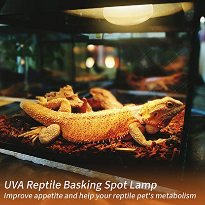 New Upgrade Reptile Heat Lamp Bulb (3rd Gen No Broken), 50W 2 Pack Basking Spot Light for Reptiles & Amphibians,UVA Daylight Heat Bulb for Bearded Dragon, Turtle - color: 50*2