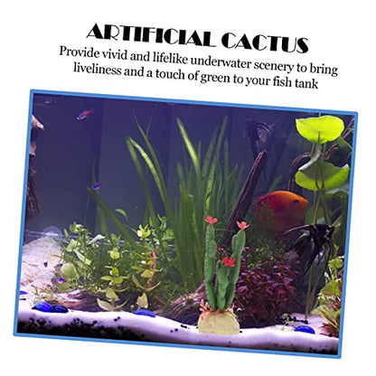 BESPORTBLE Aquarium Plant Artificial Plastic Cactus Ornament for Fish Tank Landscape Decor Vivid and Easy to Clean Decoration for Reptile Terrarium