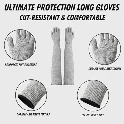Cat Gloves Bite Proof, Cat Grooming Supplies, 15.74 in Cat Mittens to Prevent Scratching, Extra-Long Durable Bite Resistant Gloves, Bite Proof Gloves for Pet Grooming, Nail Trimming & Arm Protection