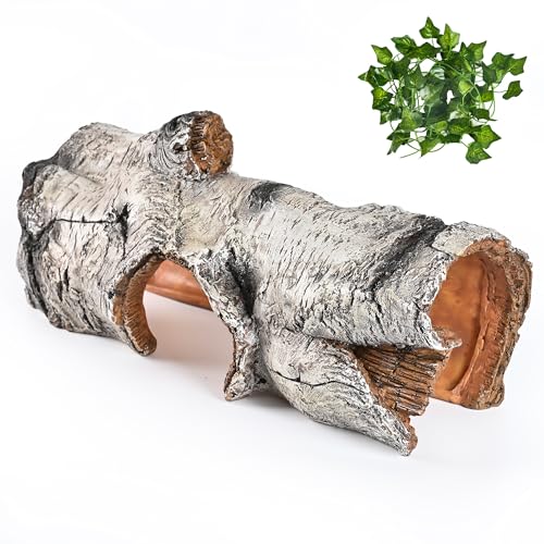 Reptile Hide Caves Simulation Tree Hideout, Hideout Shelter Sleep Cave is Decorated for Arboreal Reptile, Snake, Leopard Gecko, Lizard, Salamander, Hermit Crab Aquarium