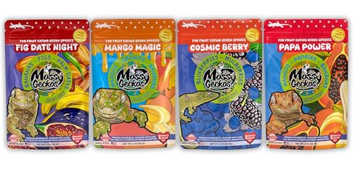 Complete Gecko Diet for Fruit and Insect Eating Geckos, 4 Pack of 2 oz, with Human-Grade Diet Fruit, Probiotics and Vitamins (8 Ounces (Pack of 4)) - size: 2 Ounce (Pack of 4)