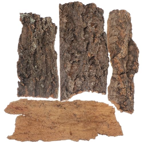 4pcs Natural Reptile Climbing Bark Decor for Terrariums for Lizards Bearded Dragons and Habitats Pet Environments