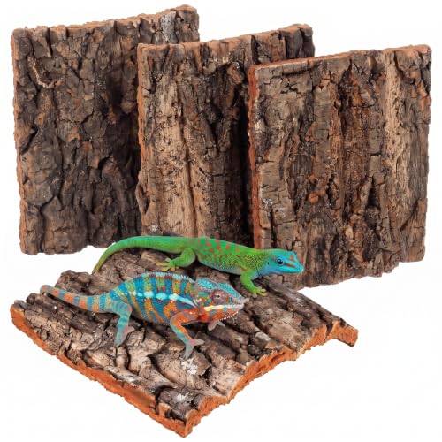 Alipis Cork Bark: 4pcs Natural Tree Bark Flats - Cork Terrarium Background Reptile Climbing Platform for Gecko Lizard Frog Bearded Dragon Climbing Wall Accessory
