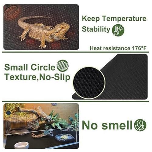 Terrarium Carpet - Non Slip Reptile Tank Flooring, Bearded Dragon Habitat Liner | Soft Terrarium Floor Pad, Washable Cage Mat for Gecko Snake Lizard Indoor Reptile Habitat Use - size: L