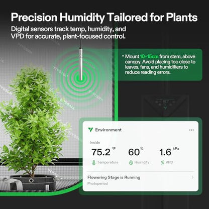 VIVOSUN AeroStream H19 Intelligent Environmental 19L Humidifier with Temp & Humidity Probe, Top Control Panel, Smart Remote Control, Designed Specifically for Use with Grow Tents - size: 19 L