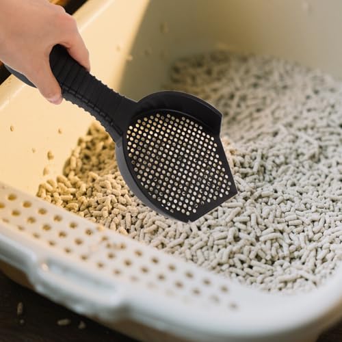 2pcs Cat Litter Scoop Set with Fine Sifting Plastic Shovels, Small and Large Sizes for Cat Litter Box and Reptile Tank Waste Cleaning