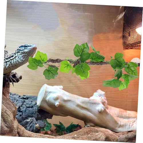 balacoo Realistic Artificial Vine Branch for Reptile Terrarium, Bendable Plastic Climbing Vine with Leaves, Tropical Jungle Plant Decor for Bearded Dragons, Geckos, and Amphibians