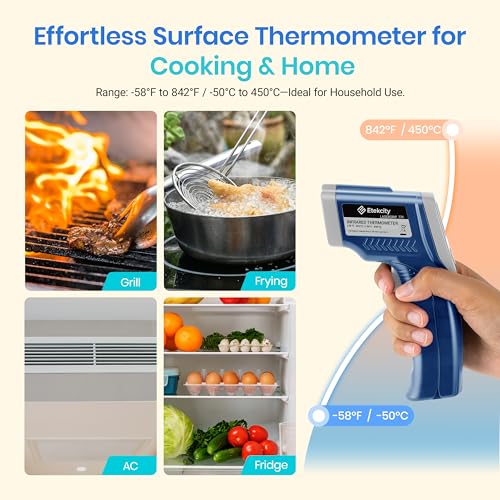 Etekcity Infrared Thermometer Upgrade 774, Heat Temperature Temp Gun for Cooking, Laser IR Surface Tool for Pizza, Griddle, Grill, HVAC, Engine, Accessories, -58°F to 842°F, Blue - color: Blue, style: Classic