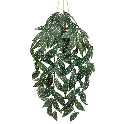 Large Fake Hanging Plants in Pot with Hook, 37" Artificial Hanging Begonia Vines Plants, Fake Potted Tropical Plants for Room Wall Living Room Bathroom Kitchen, Big Faux Ivy Houseplants for Shelf - color: # Green Anthurium Crystallinum