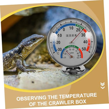 Reptile Temperature and Humidity Gauge Dual Dial Hygrometer for Terrarium Easy Read Color-Coded Display for Bearded Dragons Lizards and Other Reptiles