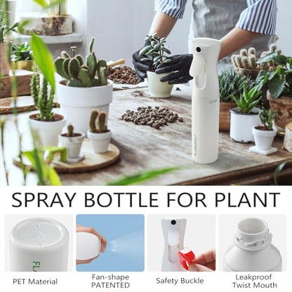 FLAIROSOL - The Original, Plant Mister Spray Bottle for Indoor and Gardens, Continuous Water Mist Sprayer for Plants, Flowers, Cleaning,10.1oz (White Bottle - Green Print)