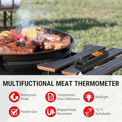 TempPro 2-in-1 Instant Read Thermometer for Cooking, Infrared Thermometer with Meat Probe, Non-Contact Laser Meat Thermometer for Griddle Grill Pizza Oven, Black, Gift for Dad Him Husband