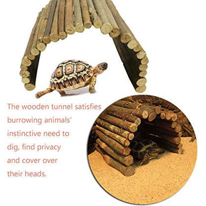 Hamiledyi Extra Large Wooden Reptile Hideout Bearded Dragon Bendy Bridge Climbing Ladder Hiding Hut Reptiles Hide Cave Habitat Decor for Lizards Gecko Spiders Snakes Tortoise(XL:20" x 11.8")