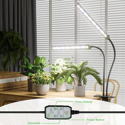 GooingTop LED Grow Light,White Full Spectrum Clip Plant Growing Lamp with High Power Red Blue LEDs for Indoor Plants,Dimming & Optional Auto Timer - size: 75Watts