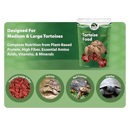 Mozaic Tortoise Food - Premium Large Pellets for Sulcata, Russian, Red-Footed, Hermann's, & Desert Tortoises - Complete Formulated Diet with Essential Amino Acids & Nutrients (15 Ounce (Pack of 2)) - size: 15 Ounce (Pack of 2)