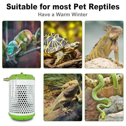 Reptile Heat Lamp with Guard, Ceramic Heat Lamp Bulb with Anti-Scald Lampshade, Adjustable Reptile Ceramic Heat Lamp from 0-100W, for Turtle, Snakes, Lizards, Frogs, Bird, No Light Only Heat (Big) - size: Big