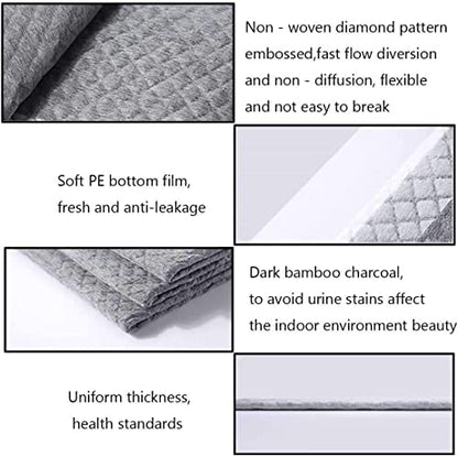 kathson Rabbit Pee Pads Disposable Cage Liners 40PCS All Absorb Black Carbon Odor Control Bunny Training Accessories with Quick-Dry Surface for Puppy Guinea Pig Kitten Hedgehog Small Animals - size: 23.6" x 23.6" / 40PCS