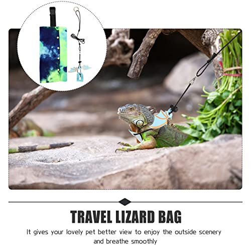 Ipetboom Canvas Tote Bag Bearded Dragon Carrier Sling Reptile Chest Carrier Small Animal Carrying Bag with Leash Outdoor Small Pet Pouch for Lizards Guinea Pig Leopard Gecko Blue Travel Accessories