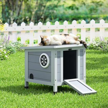 Coziwow Rabbit Hutch, Bunny Cage Indoor with Openable, Portable Small Animals Shelters with Nonslip Ramp for Hideout Rabbits/Feral Cats/Chicken/Duck/Small Animals-Gray - color: Gray