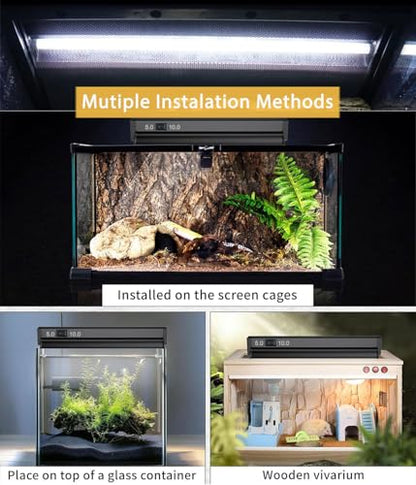 T5 HO UVB Reptile Light Fixture Combo Kit, Switchable 10.0 & 5.0 UVB Bulb, 8W Fluorescent Tube 12 Inch UVA/UVB Output Lamp for Rainforest Species and Desert Reptiles - size: 8W T5 5.0+10.0 Suite