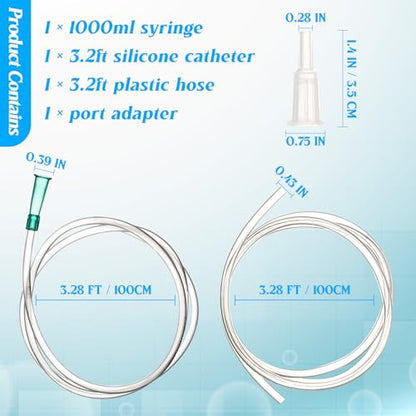 SHAOTONG 1000ml Syringe with 40 Inch Tube and Tip Adapter, for Feeding Pets, Liquid Refilling, Drawing Oil Fluid - size: 1000ML/CC