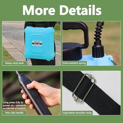 Upgraded 2-Gallon Battery Sprayer Used for Fertilizer, Pesticides, Weeds & Pests, – USB Charging, 6 Nozzles, 2 Speeds, Retractable Wand, Adjustable Shoulder Strap (Blue) - color: Blue