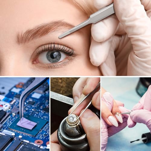 3PCS Precision Tweezers Set, Upgraded High-end Stainless Steel of Tweezer for Craft, Electronics, Soldering, Model, Laboratory Work, Jewelry-Making - style: Set