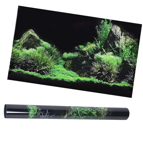 KANASI 3D Aquarium Poster, PVC Self Adhesive Underwater Seaweed Decorative Background Sticker for Reptile Terrarium Glass Jar Living Room Sofa TV Background Photo Wallpaper (61 * 40cm) - style: 61*40cm